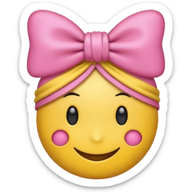 Yellow emoji with a determined smiley face, and pink bow on head  sticker