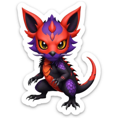 Salandit-Noibat-Litten-Hybrid with a skull-mask (Full body) sticker