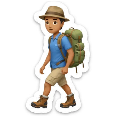 memoji face iphone: men, a solo hiker with carrying a few items sticker