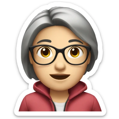 Girl tour guide with fair skin short black hair chubby face sticker