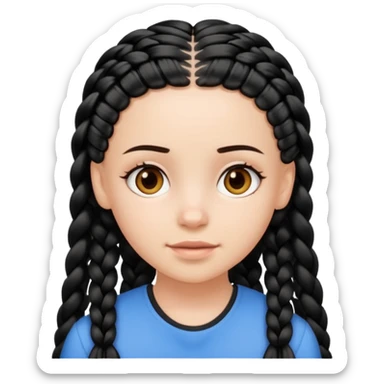 white girl 10 black braids sticker