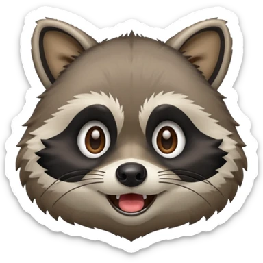 Create emojis from a picture with a raccoon's face. Different emotions, with the addition of paws sticker