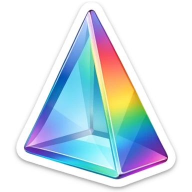 A 3d, not to detailed rainbow prismatic triangular prism. sticker