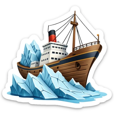 A ship crashing into an iceberg sticker