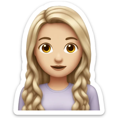 White girl with long brown hair sticker
