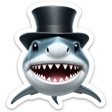 Shark with a top hat sticker