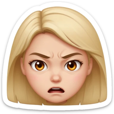 A 😡 but clamed dowe but keep the face expression and make it blushing and a girl sticker