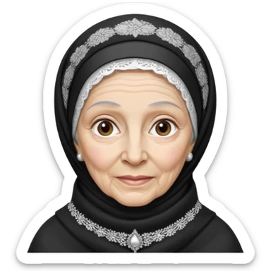 orthodox jewish woman with tichel kercheif circa. 1890 make into greyscale elderly sticker