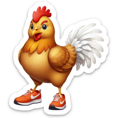 Chicken wearing Nike shoes sticker
