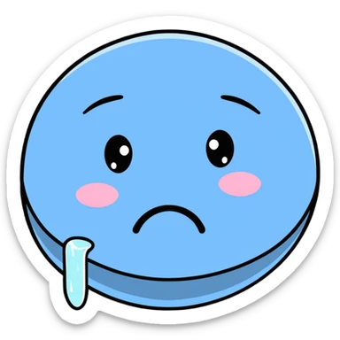 Sad crying face with tears streaming down sticker