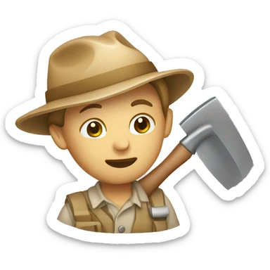 archaeologist emoji with trowel sticker