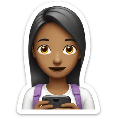 Girl using mobile  sticker