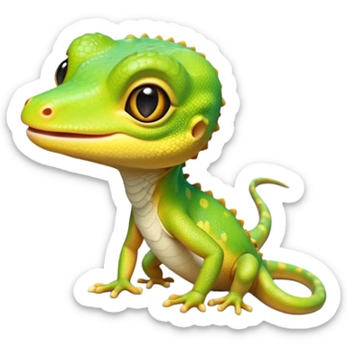 cinematic-cute-realistic gecko-portrait-emoji,-head-tilted-playfully-and-inquisitively,-featuring-a-small,-charming-body-with-smooth,-vividly-patterned-scales,-bright,-sparkling-eyes-and-delicate,-sticky-toe-pads,-simplified-yet-irresistibly-adorable sticker