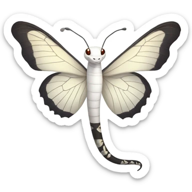 White snake with wings of butterfly in the middle of its body sticker