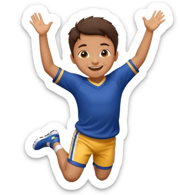 A small kid in an oversized jersey, jumping with excitement. sticker