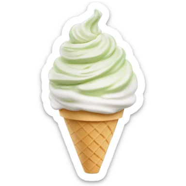 Vanilla matcha ice cream soft serve swirl in white ice cream cup sticker