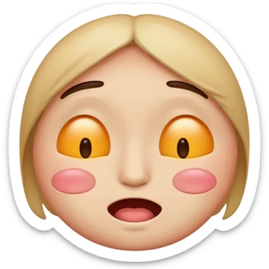 embarrassed, blushing, with closed eyes, and shaped like a traditional emoji sticker