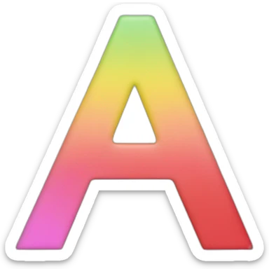 Letter A not K with shades of red, pink, light green, yellow, and light bule sticker