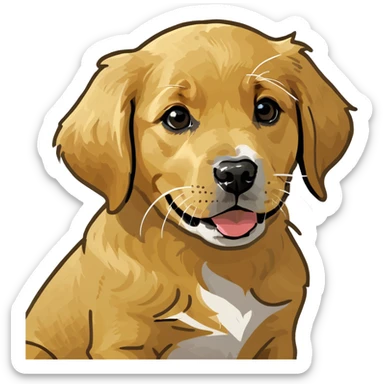 black n grey golden retriever puppy sticker