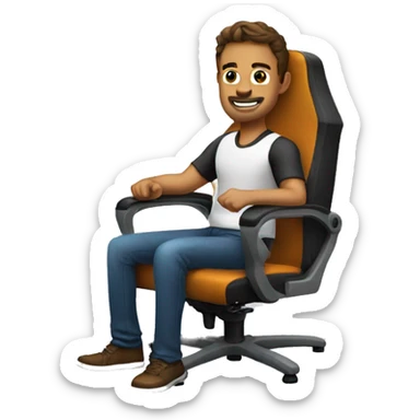 guy in gaming chair with arm rests  sticker