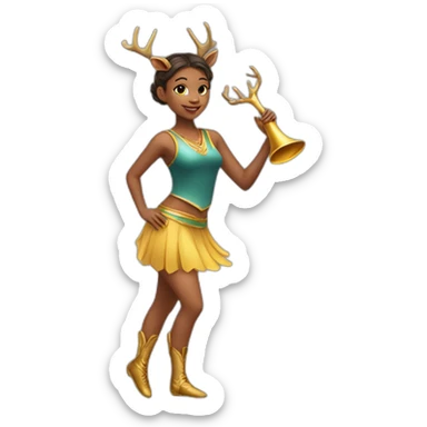 girl dancer with horn of deer sticker