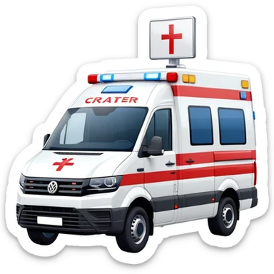Volkswagen crafter ambulance with blue light and red stripes and crosses on the sides sticker