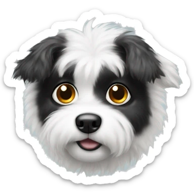 little white fluffy dog with a black spot on left eye sticker