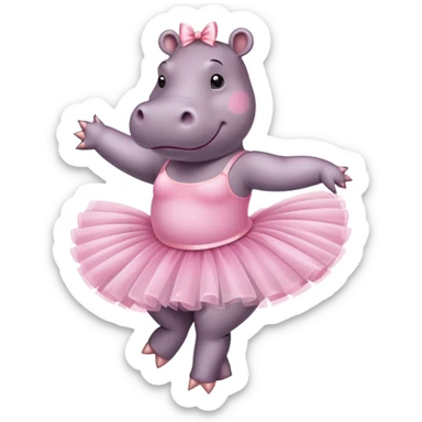 Hippo ballerina sticker