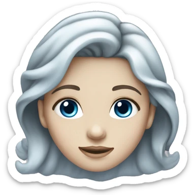 Pale girl with black wavy hair and blue eyes sticker