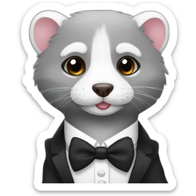 Gray Ferret in a tuxedo sticker