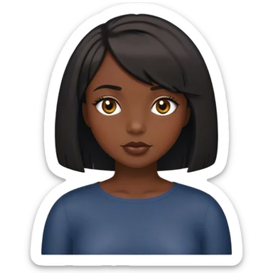 Dark skin black girl with bob haircut sticker