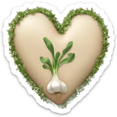 beige heart adorned with garlic garland sticker