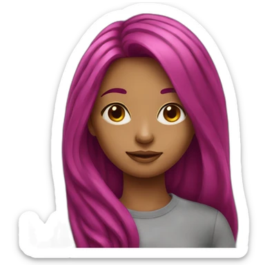 Girl with long magenta hair sticker