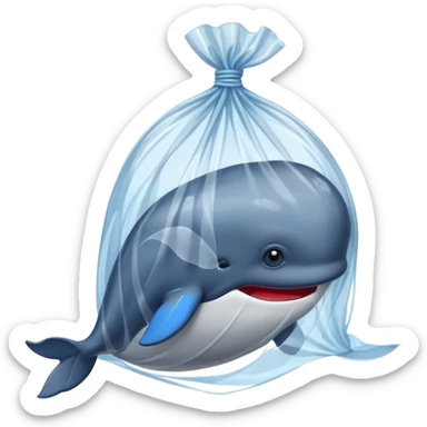 whale stuck in plastic waste bag sticker