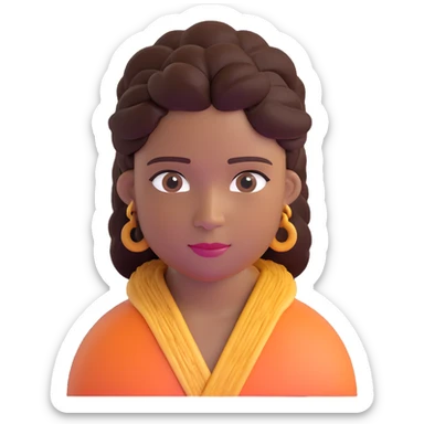 Fijian person with buiniga hairstyle, brown skin sticker