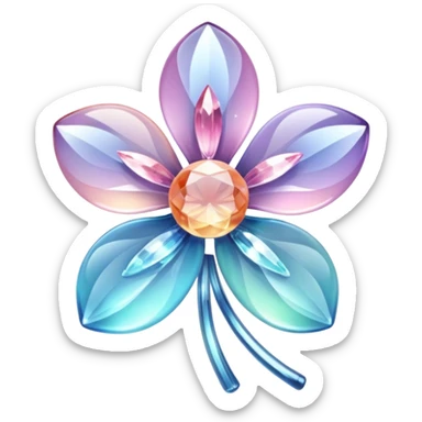 Sparkly glossy Pastel  glass crystal flower  sticker