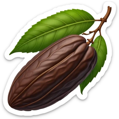 single tonka bean with a green leaf sticker