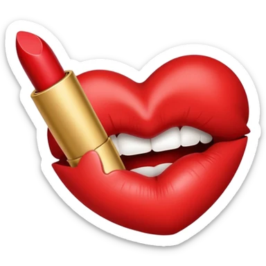 red kiss print sticker