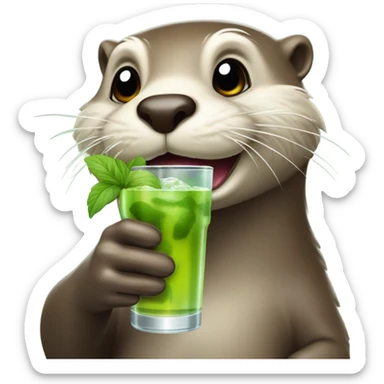 otter drinking mojito  sticker
