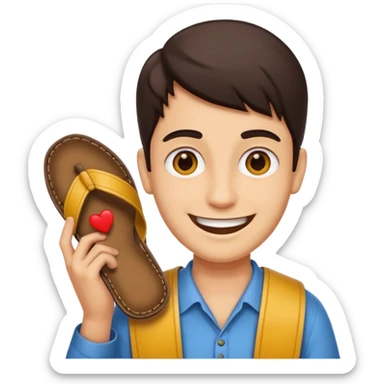 Smile, holding a chappal, emoji sticker