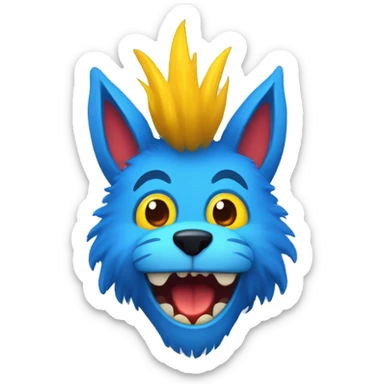 Tall blue furry with red lips and big cartoon eyes and long sharp teeth and yellow hands and yellow feet sticker