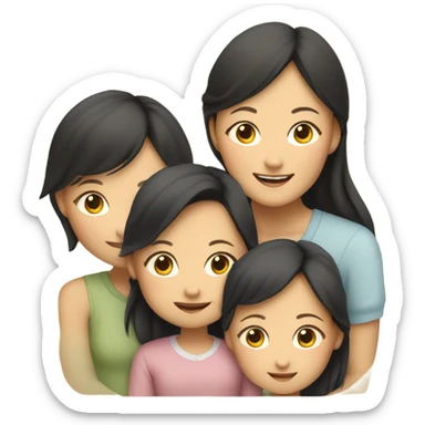Mom vietnamese and 3 daughers  sticker