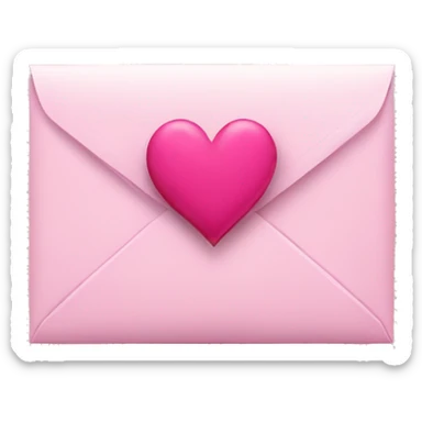 Pink envelope with dark pink heart with white ribbon  sticker