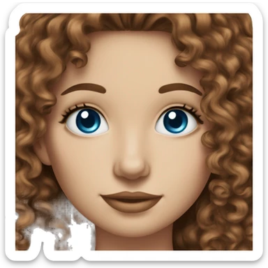 white skin girl brown curly hair blue eyes sipping tea from mug sticker