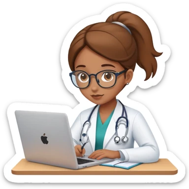 Light brown skin girl studying medical on laptop sticker