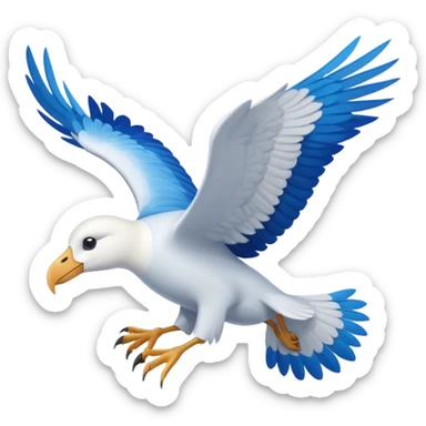 Albatross flying blue instead of black wings sticker
