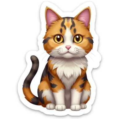 full body anxious looking colourful light calico tabby cat with hazel eyes sticker