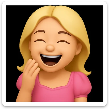 The girl in this image is laughing in 3D emoji style. sticker