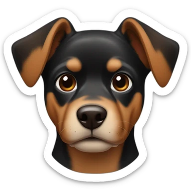 Black and brown color pinsher (dog) with up ears sticker