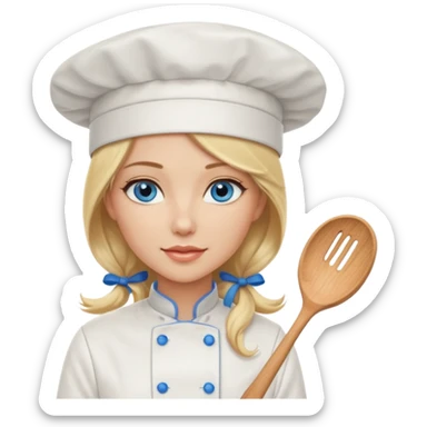 Sexy Long Blonde hair blue eyed female chef sticker